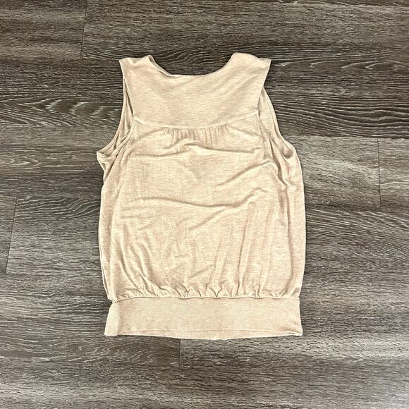 Anthropologie Olga Kapustina Draped Surplice Sleeveless Top Tan Sz M Chic Blouse - Picture 10 of 14